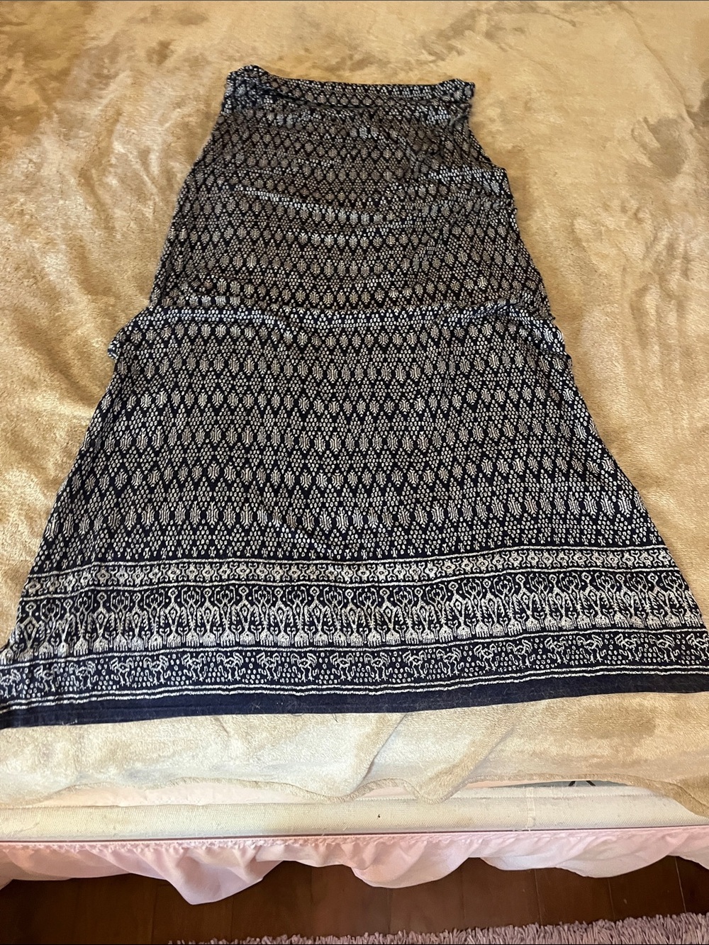 Sophie Max Navy and White Geometric Maxi Skirt